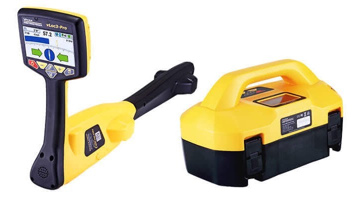 Vivax-Metrotech vLoc3-Pro receiver and transmitter used for private utility locates